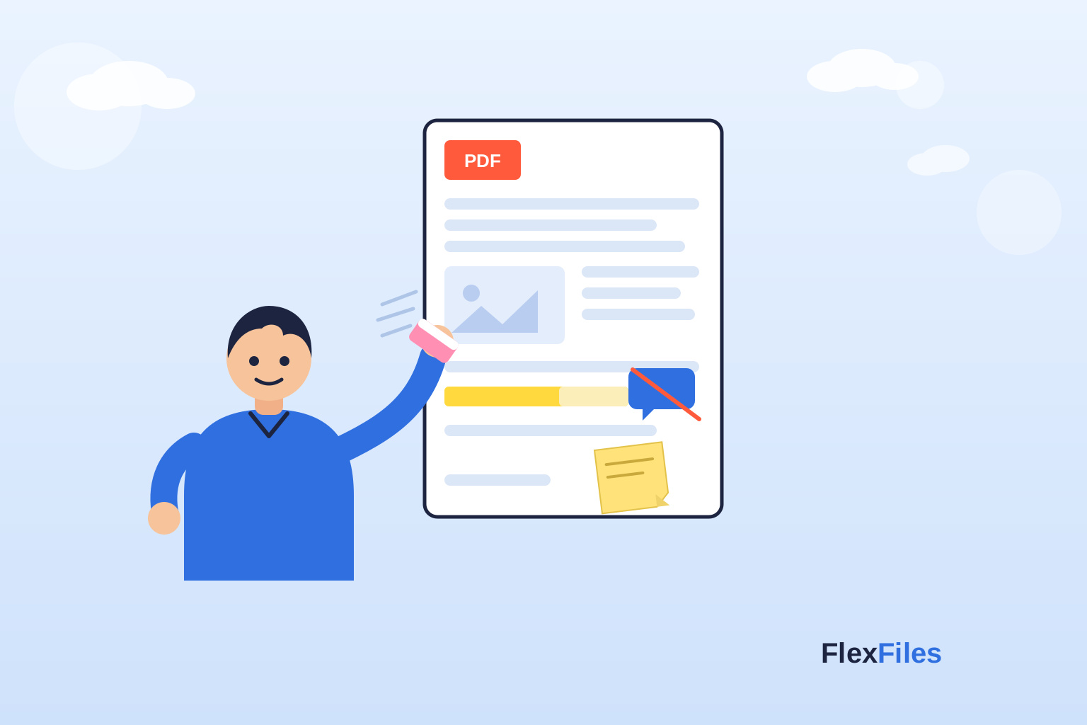 Illustration of removing highlights, sticky notes, and comments from a PDF